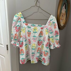 Draper James RSVP Floral Puff Sleeve Top-XL
